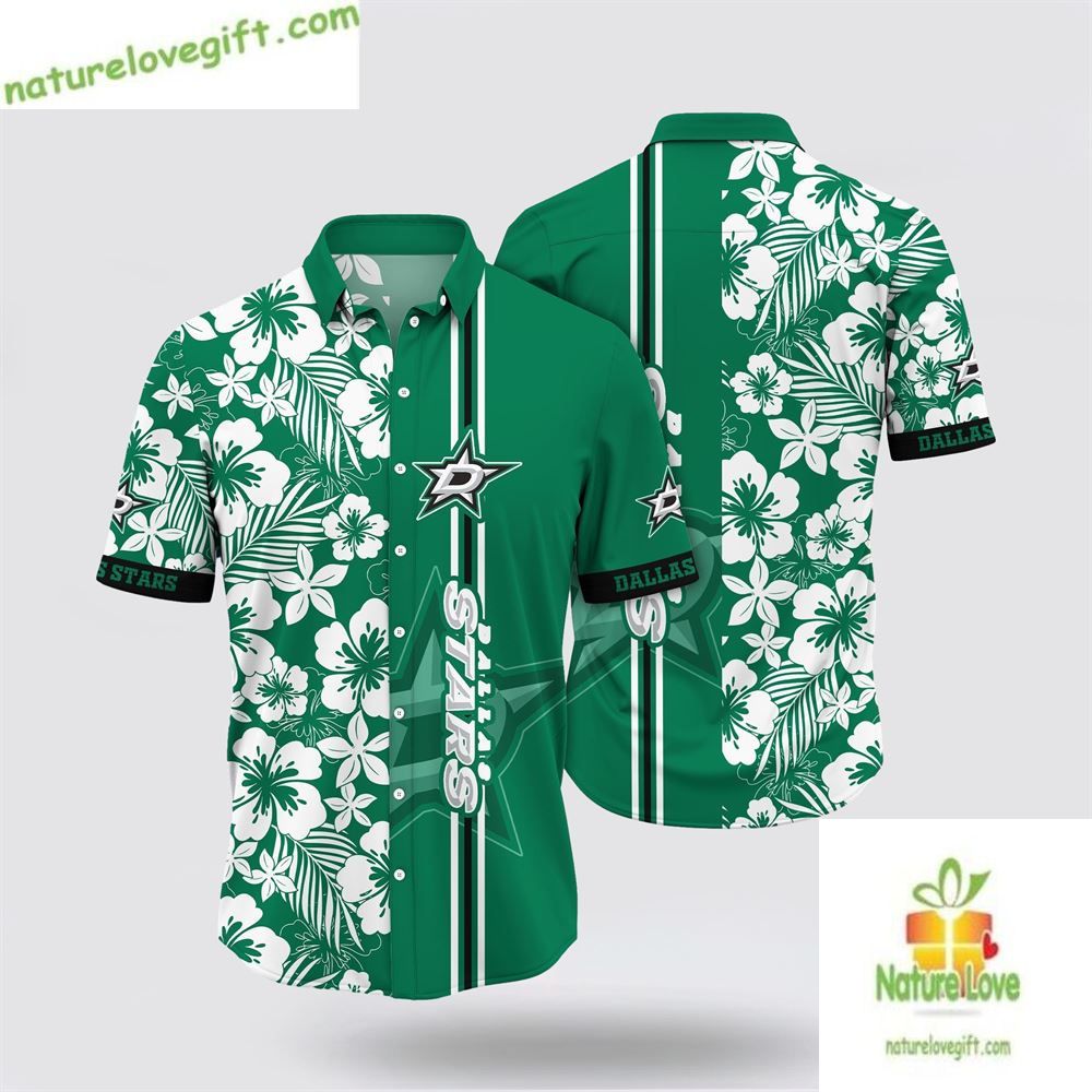 Dallas Stars Hawaiian Tropical Apricot Blossom Summer - Adult & Kids T-Shirts, Sweatshirts & Hoodies apparel design preview 1