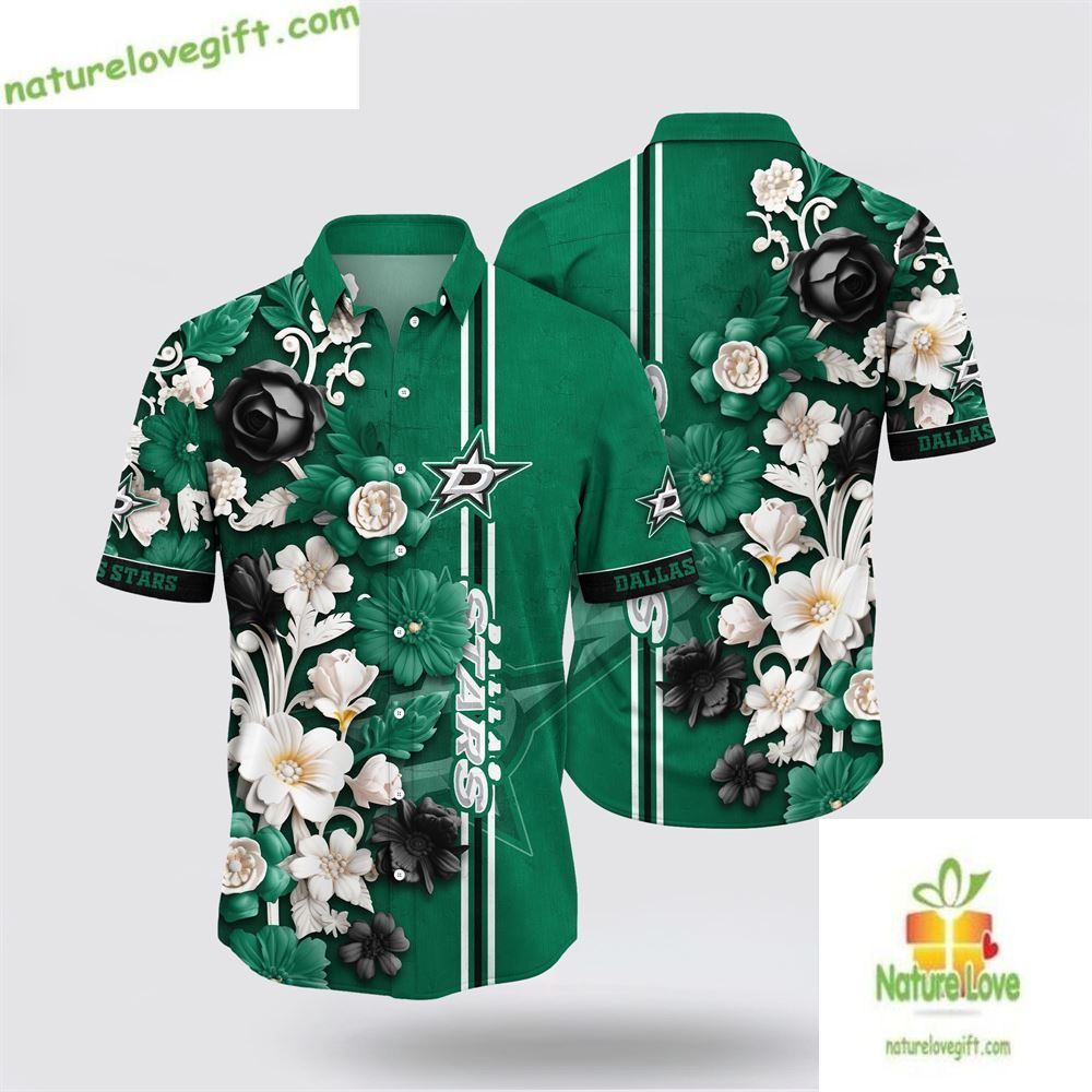 Dallas Stars NHL Hawaiian Tropical Floral Summer - Adult & Kids T-Shirts, Sweatshirts & Hoodies apparel design preview 1