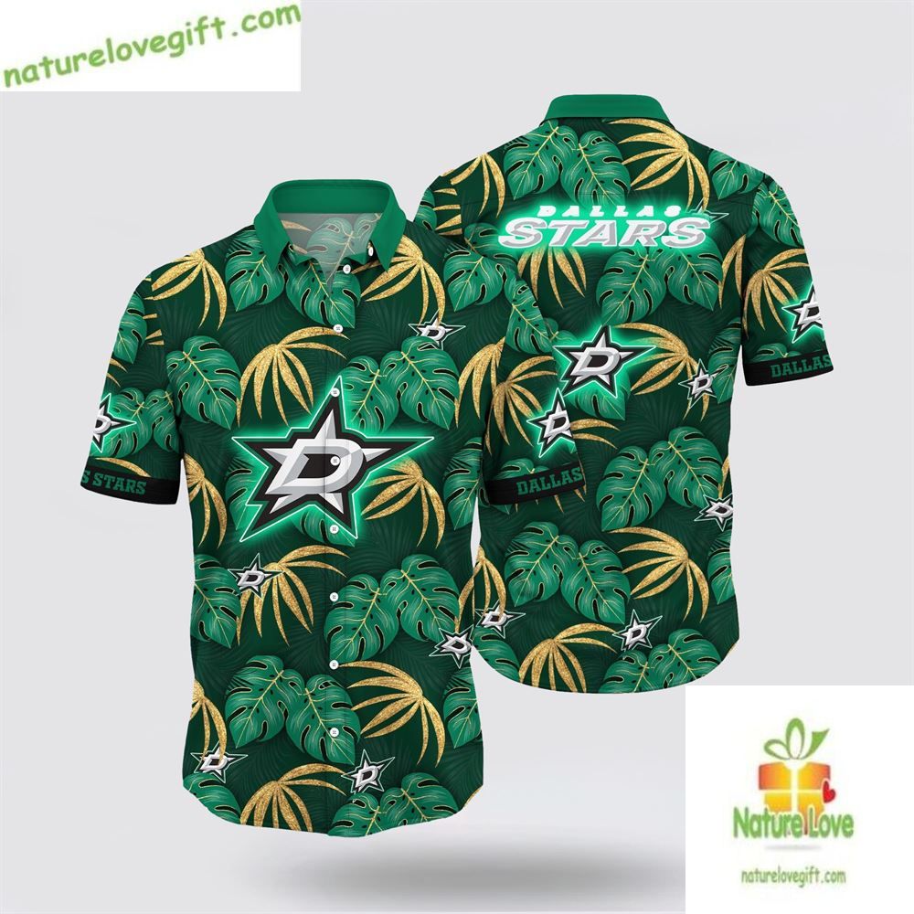 Dallas Stars Hawaiian NHL Hockey Tropical Summer - Adult & Kids T-Shirts, Sweatshirts & Hoodies apparel design preview 1