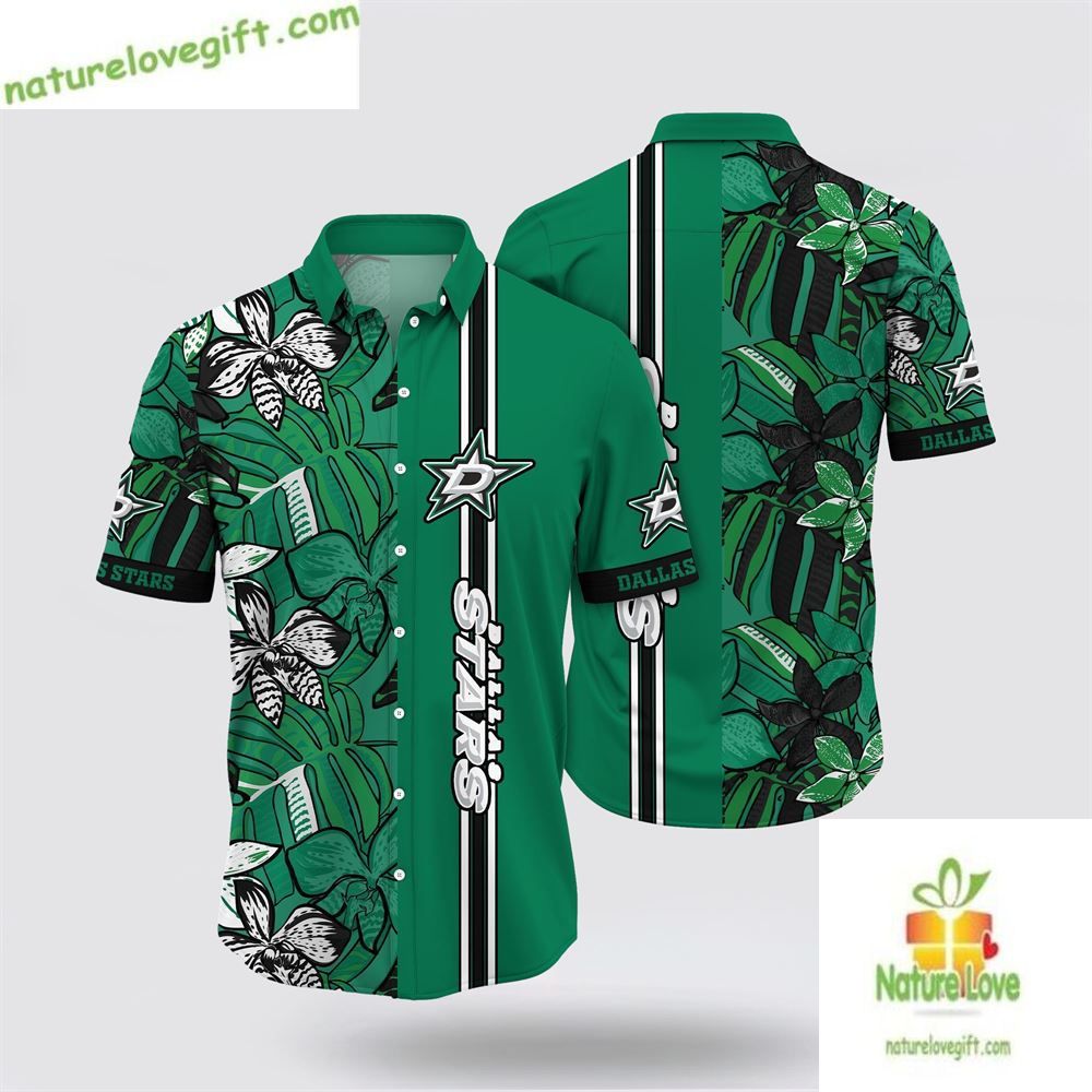 Dallas Stars NHL Hawaiian Tropical Forest Floral - Adult & Kids T-Shirts, Sweatshirts & Hoodies apparel design preview 1