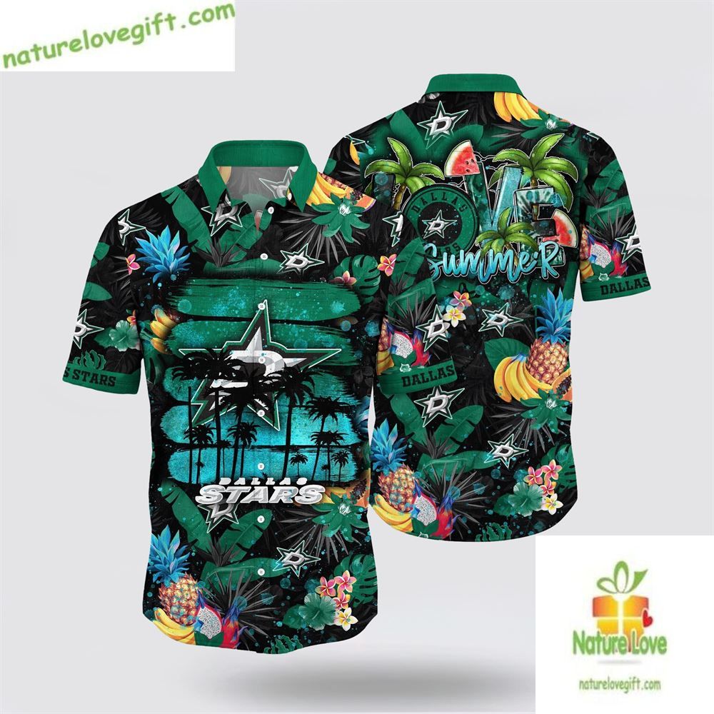 Dallas Stars NHL Hawaiian Tropical Fruits Summer - Adult & Kids T-Shirts, Sweatshirts & Hoodies apparel design preview 1