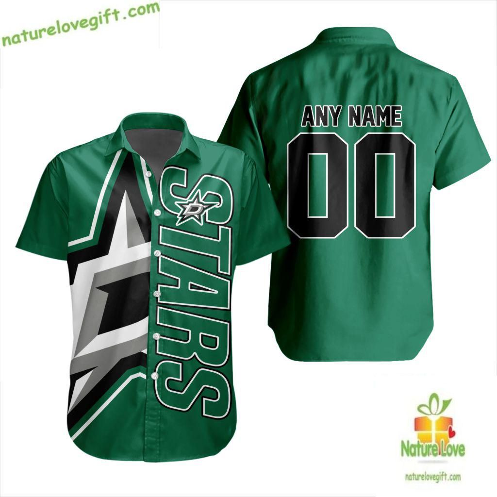 Dallas Stars Hawaiian Hockey Team Button Up Aloha - Adult & Kids T-Shirts, Sweatshirts & Hoodies apparel design preview 1