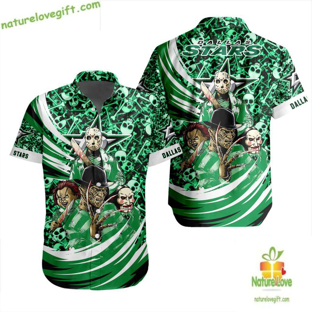 Dallas Stars NHL Hawaiian Hockey Fan Halloween Design - Adult & Kids T-Shirts, Sweatshirts & Hoodies apparel design preview 1