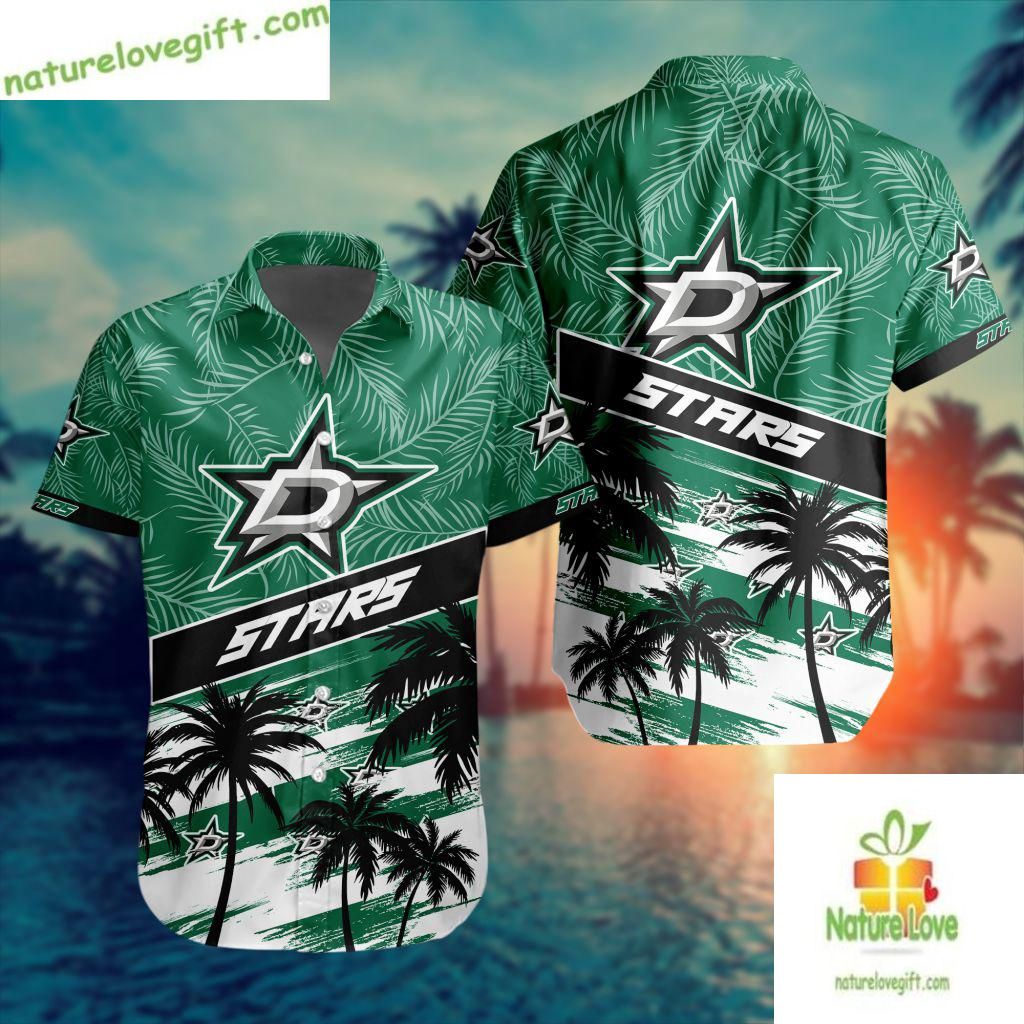 Dallas Stars NHL Hawaiian with Palm Tree Design - Adult & Kids T-Shirts, Sweatshirts & Hoodies apparel design preview 1