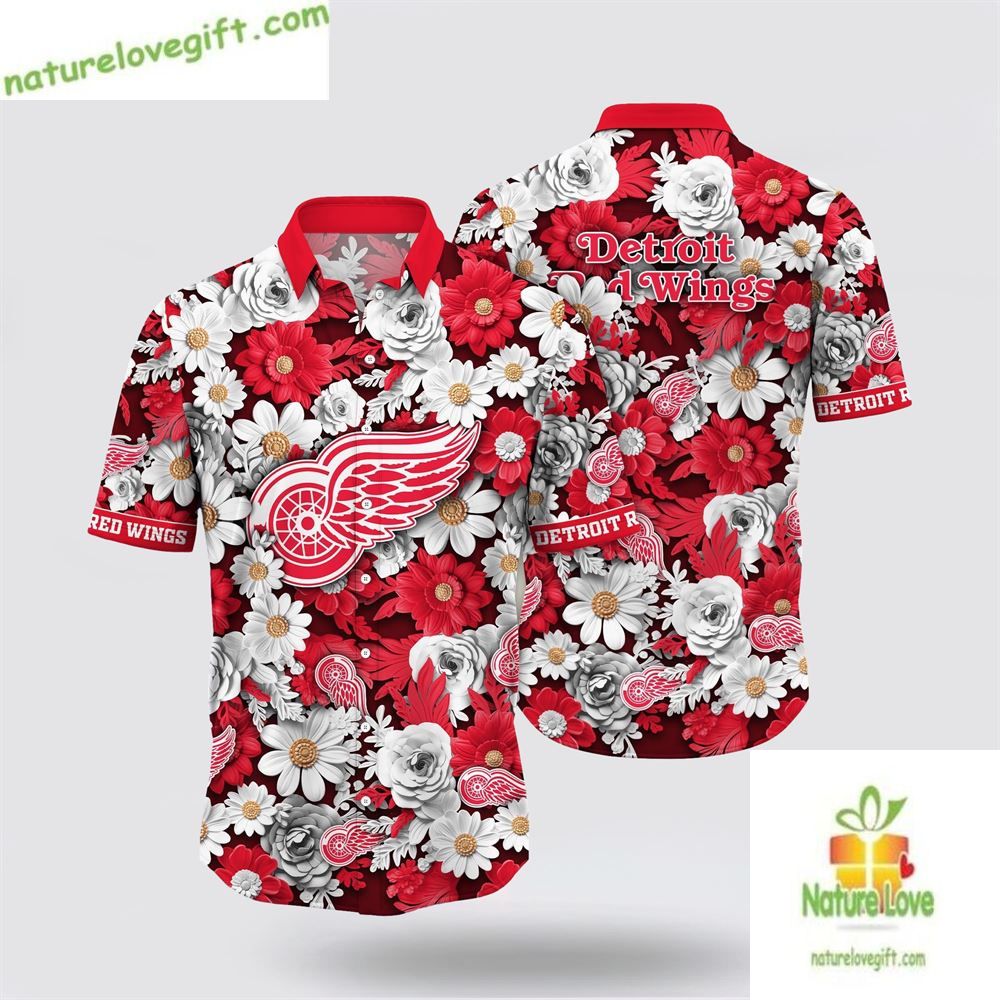 Detroit Red Wings Tropical Flower Hawaiian LVZLWB8PGV - Adult & Kids T-Shirts, Sweatshirts & Hoodies apparel design preview 1