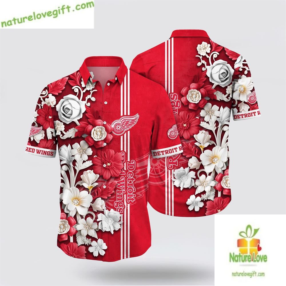 Detroit Red Wings Tropical Floral Hawaiian LV99UDOMGY - Adult & Kids T-Shirts, Sweatshirts & Hoodies apparel design preview 1