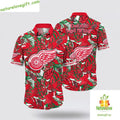 Detroit Red Wings Hawaiian Tropical Leaf Summer Fan - Adult & Kids T-Shirts, Sweatshirts & Hoodies apparel design preview 1