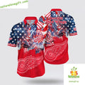 Detroit Red Wings Hawaiian 4th of July Summer Aloha - Adult & Kids T-Shirts, Sweatshirts & Hoodies apparel design preview 1