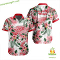 Detroit Red Wings Hawaiian Tropical Hockey Button Up - Adult & Kids T-Shirts, Sweatshirts & Hoodies apparel design preview 1