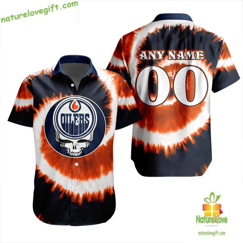 Grateful Dead Edmonton Oilers Tie Dye Hawaiian - Adult & Kids T-Shirts, Sweatshirts & Hoodies apparel design preview 1