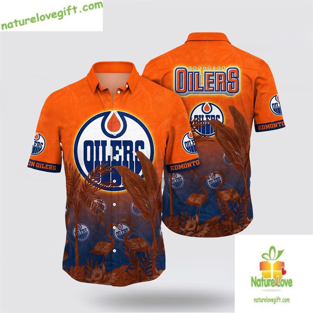 Edmonton Oilers Hawaiian Tropical Flamingo Summer LV - Adult & Kids T-Shirts, Sweatshirts & Hoodies apparel design preview 1