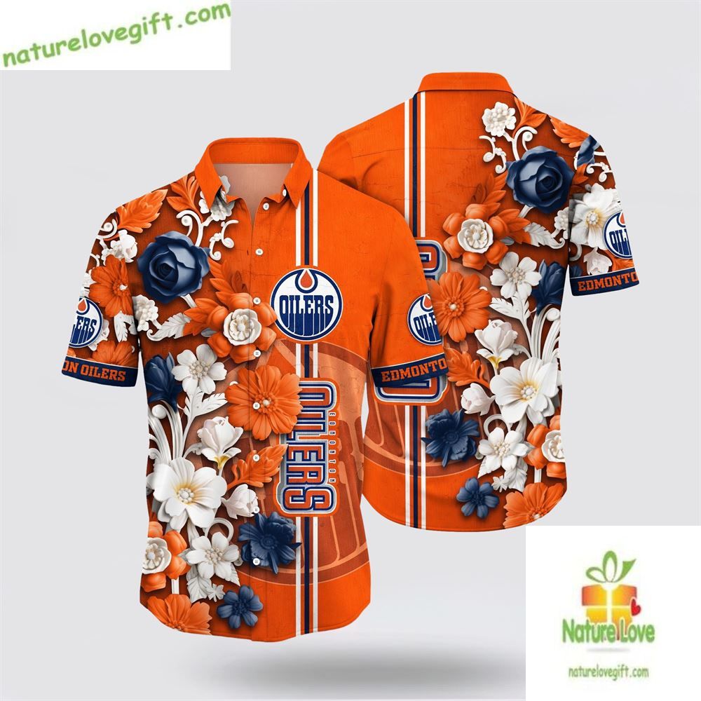 Edmonton Oilers Hawaiian Tropical Floral Summer Aloha - Adult & Kids T-Shirts, Sweatshirts & Hoodies apparel design preview 1