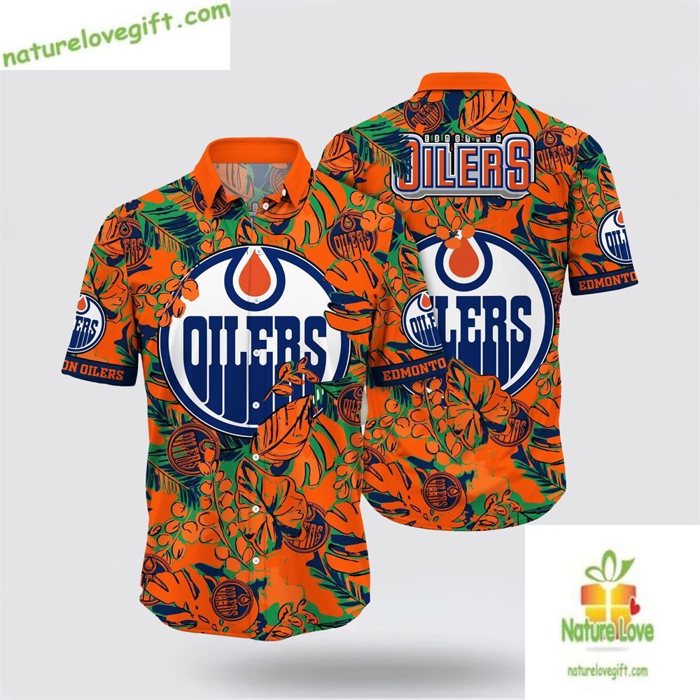 Edmonton Oilers Hawaiian Tropical Leaf Summer LV - Adult & Kids T-Shirts, Sweatshirts & Hoodies apparel design preview 1