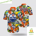 Edmonton Oilers Hawaiian Tropical Parrot Summer Fan - Adult & Kids T-Shirts, Sweatshirts & Hoodies apparel design preview 1