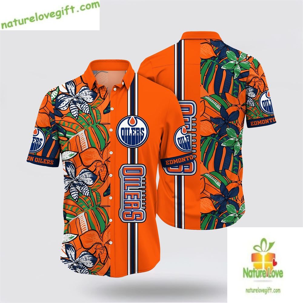 Edmonton Oilers Hawaiian Tropical Floral Summer - Adult & Kids T-Shirts, Sweatshirts & Hoodies apparel design preview 1