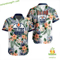Edmonton Oilers Hawaiian Tropical Floral Button Up - Adult & Kids T-Shirts, Sweatshirts & Hoodies apparel design preview 1