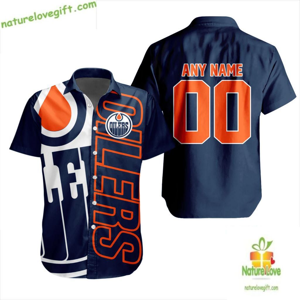 Edmonton Oilers Hawaiian Hockey Team Aloha Button Up - Adult & Kids T-Shirts, Sweatshirts & Hoodies apparel design preview 1