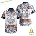 Edmonton Oilers Hawaiian Tropical Floral Button Up - Adult & Kids T-Shirts, Sweatshirts & Hoodies apparel design preview 1