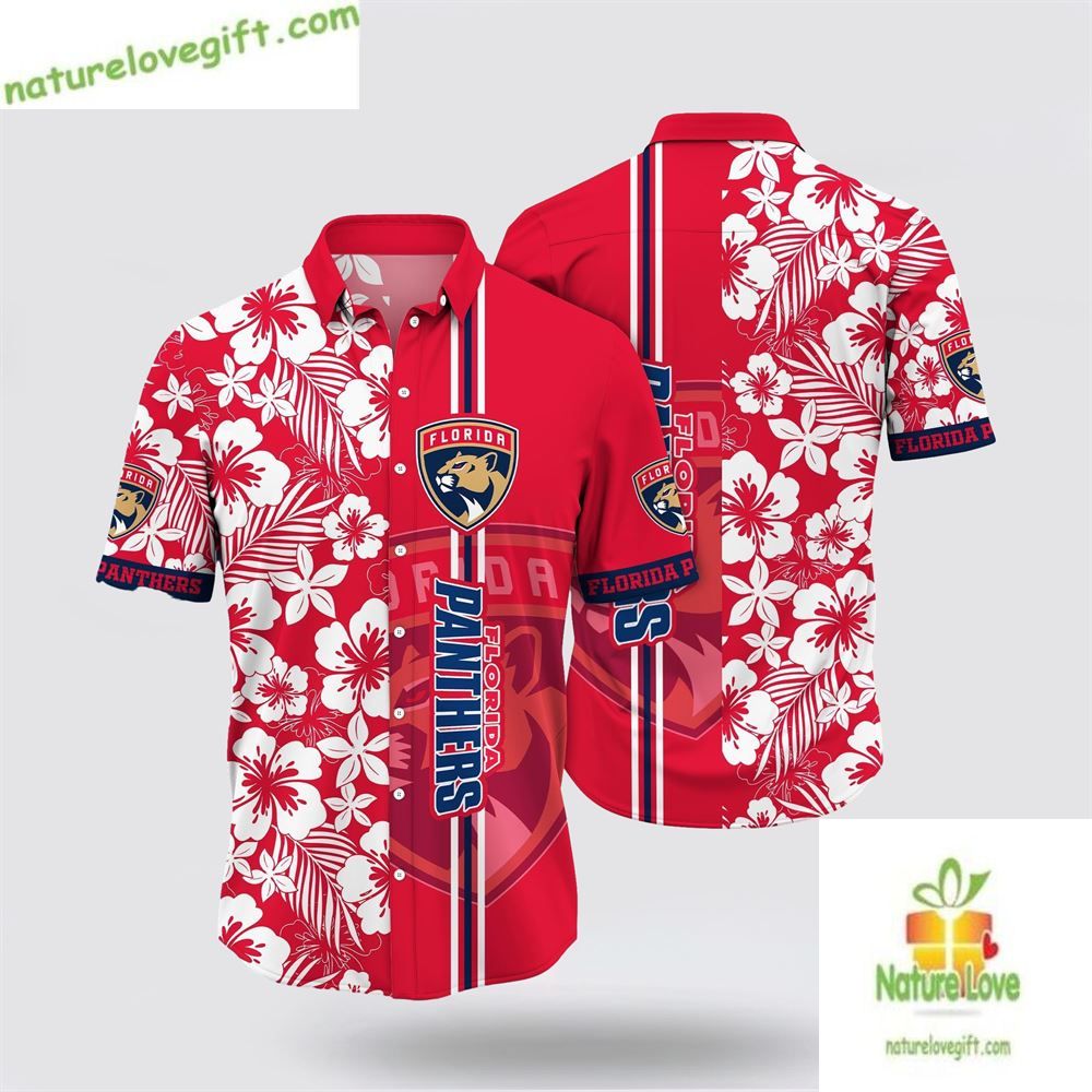 Florida Panthers Hawaiian Tropical Apricot Blossom - Adult & Kids T-Shirts, Sweatshirts & Hoodies apparel design preview 1