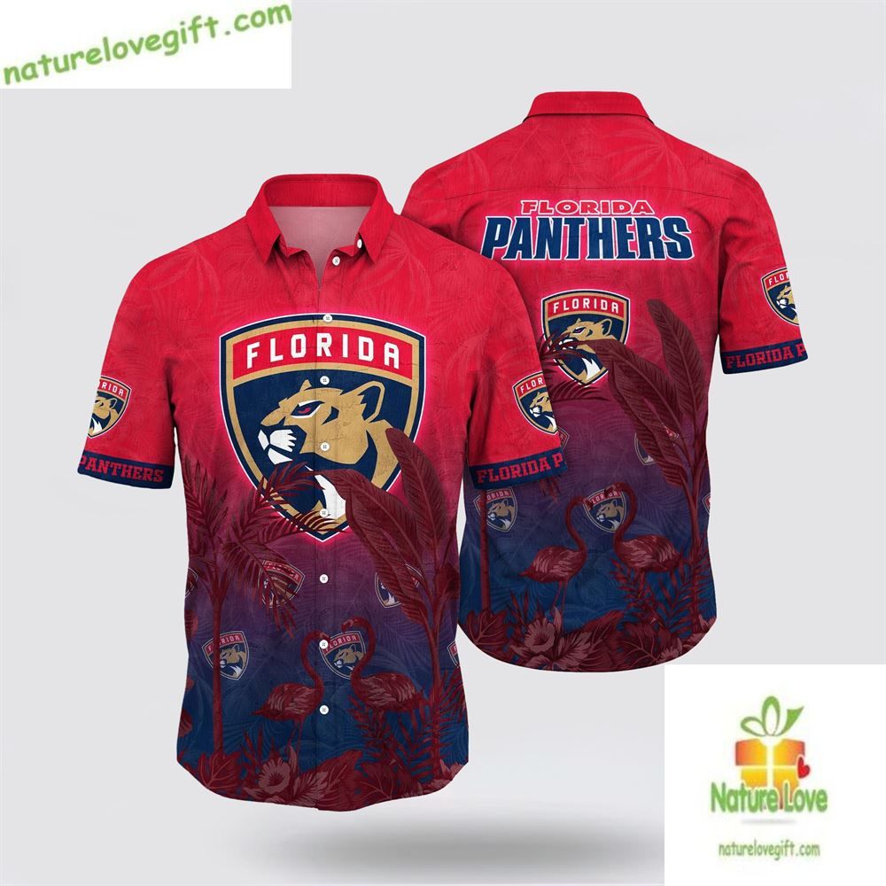 Florida Panthers Hawaiian Tropical Flamingo Summer - Adult & Kids T-Shirts, Sweatshirts & Hoodies apparel design preview 1