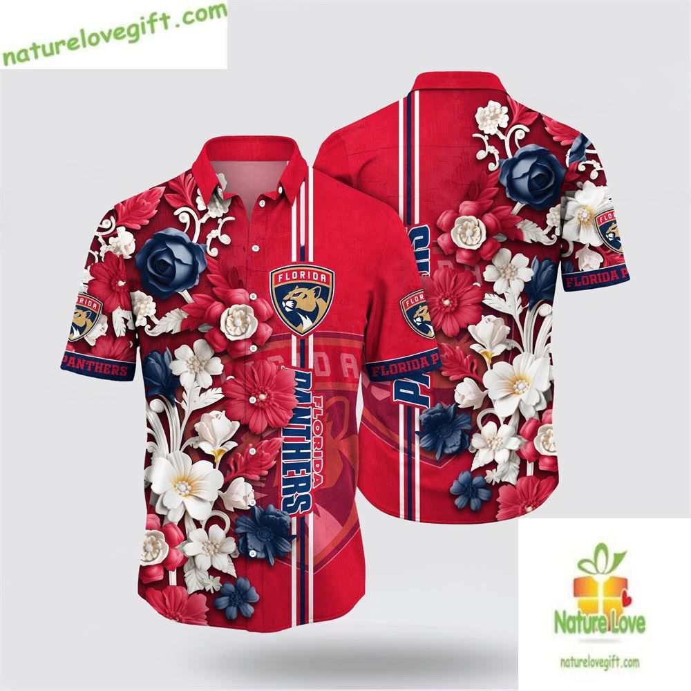 Florida Panthers Tropical Floral Hawaiian Summer - Adult & Kids T-Shirts, Sweatshirts & Hoodies apparel design preview 1