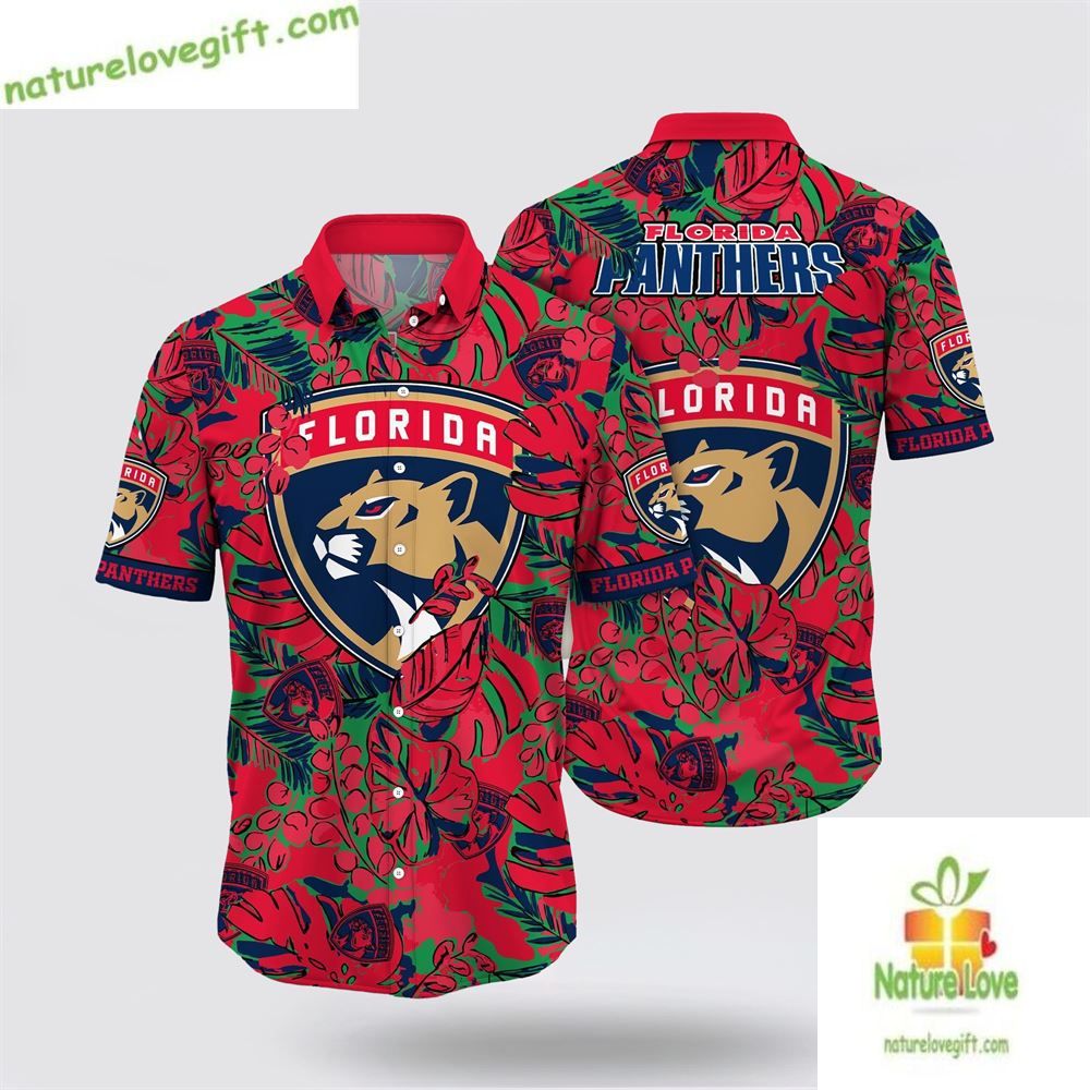 Florida Panthers Tropical Leaf Hawaiian Summer LV - Adult & Kids T-Shirts, Sweatshirts & Hoodies apparel design preview 1