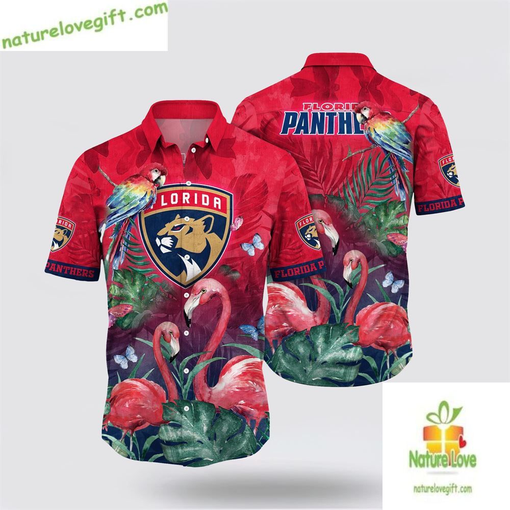 Florida Panthers Hawaiian Tropical Parrot Flamingo - Adult & Kids T-Shirts, Sweatshirts & Hoodies apparel design preview 1