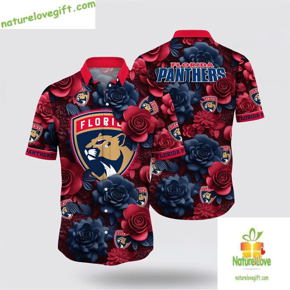 Florida Panthers Hawaiian Tropical Rose Summer LV - Adult & Kids T-Shirts, Sweatshirts & Hoodies apparel design preview 1