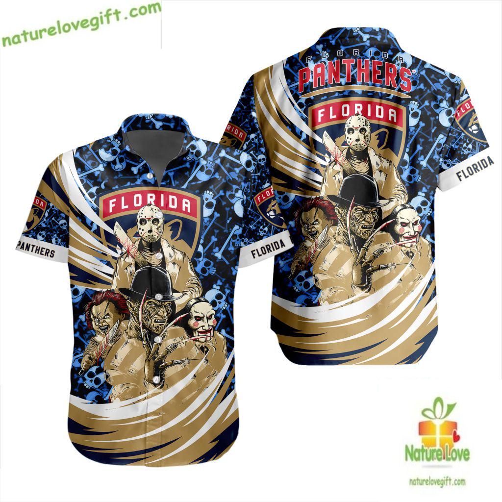 Florida Panthers Hawaiian Halloween Tropical Fan Gear - Adult & Kids T-Shirts, Sweatshirts & Hoodies apparel design preview 1