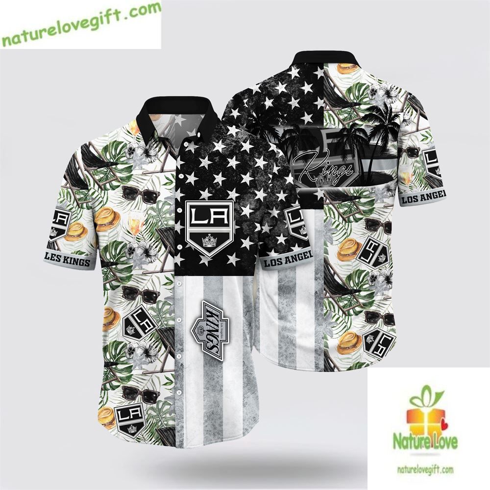 Los Angeles Kings Hawaiian with Tropical Hat and - Adult & Kids T-Shirts, Sweatshirts & Hoodies apparel design preview 1