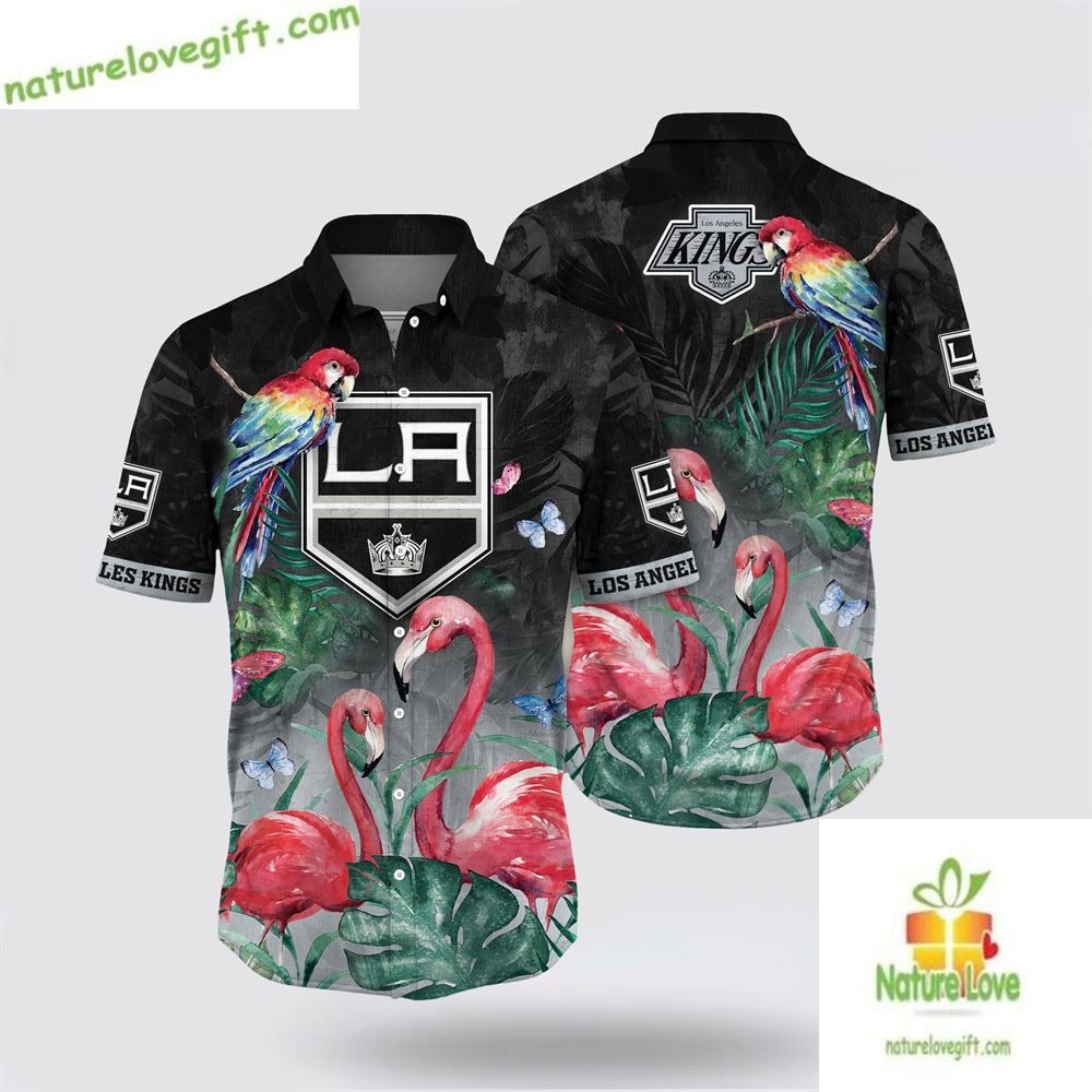 Los Angeles Kings Hawaiian Tropical Parrot Flamingo - Adult & Kids T-Shirts, Sweatshirts & Hoodies apparel design preview 1
