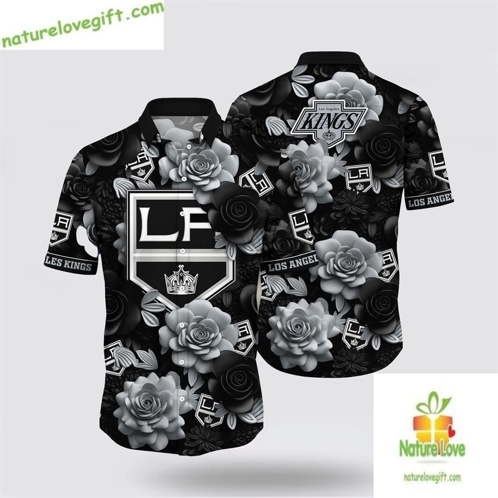 Los Angeles Kings Hawaiian Tropical Rose Summer Aloha - Adult & Kids T-Shirts, Sweatshirts & Hoodies apparel design preview 1