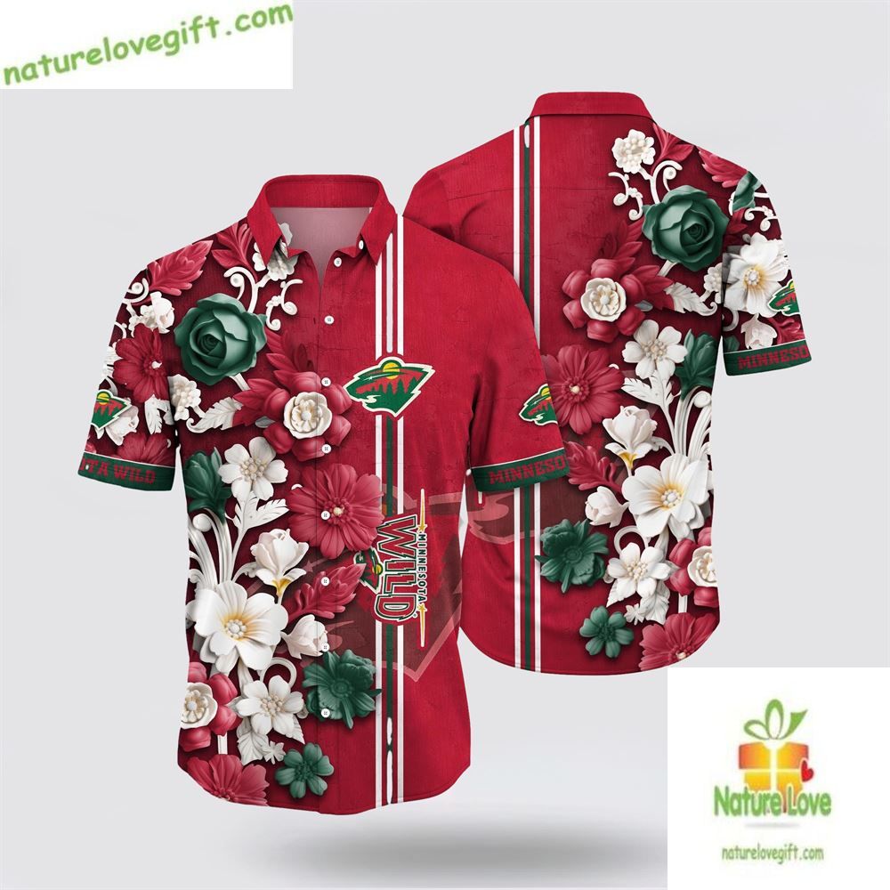 Minnesota Wild Hawaiian Tropical Floral Summer for - Adult & Kids T-Shirts, Sweatshirts & Hoodies apparel design preview 1