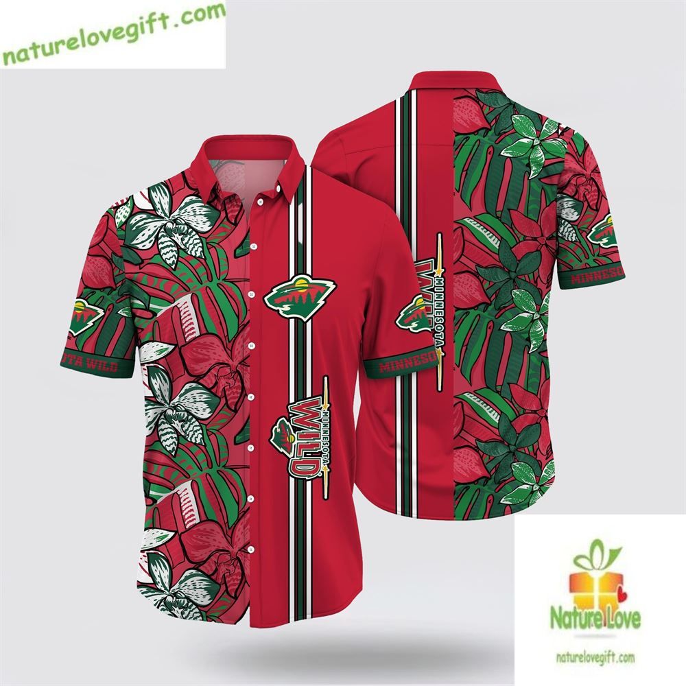 Minnesota Wild Hawaiian Tropical Floral Summer - Adult & Kids T-Shirts, Sweatshirts & Hoodies apparel design preview 1
