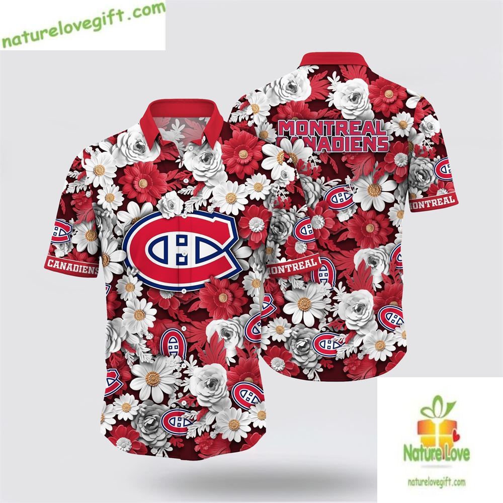 Montreal Canadiens Hawaiian Tropical Begonia Flower - Adult & Kids T-Shirts, Sweatshirts & Hoodies apparel design preview 1