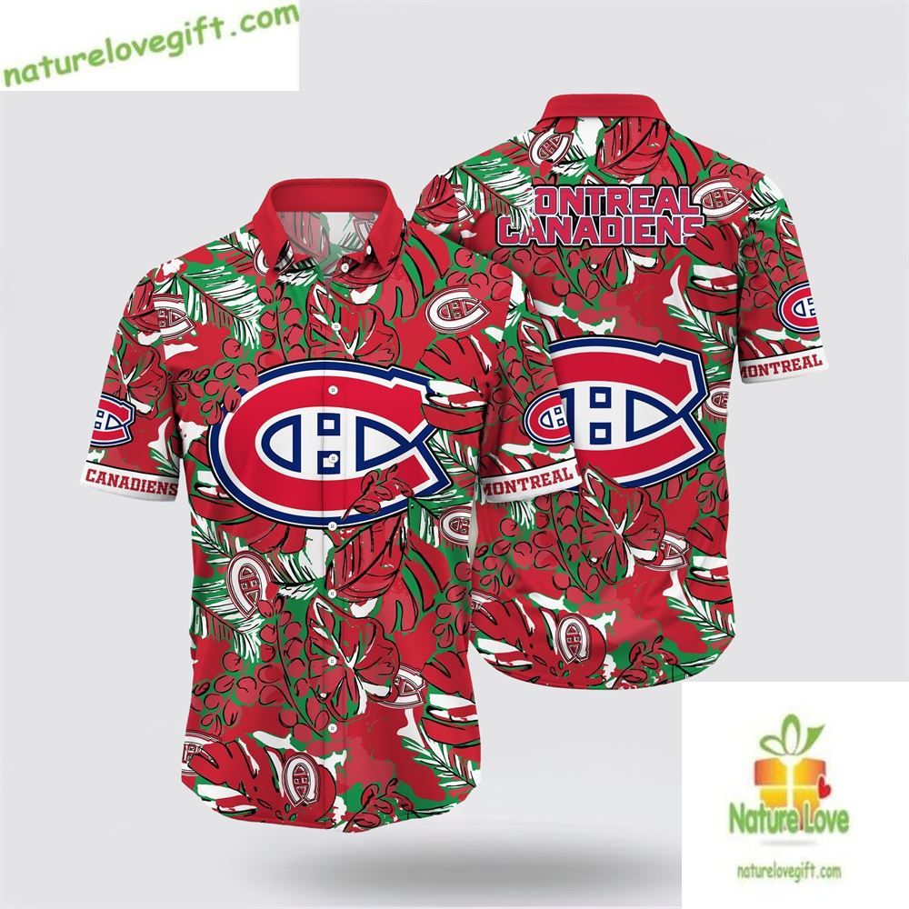Montreal Canadiens NHL Hawaiian Tropical Leaf Fan - Adult & Kids T-Shirts, Sweatshirts & Hoodies apparel design preview 1