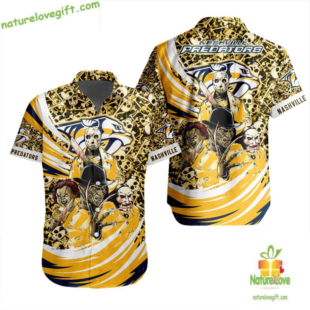 Nashville Predators Hawaiian Halloween NHL Movies Fan - Adult & Kids T-Shirts, Sweatshirts & Hoodies apparel design preview 1