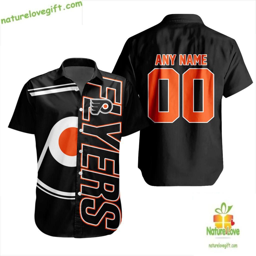 Philadelphia Flyers Hawaiian Hockey Team Aloha Button - Adult & Kids T-Shirts, Sweatshirts & Hoodies apparel design preview 1