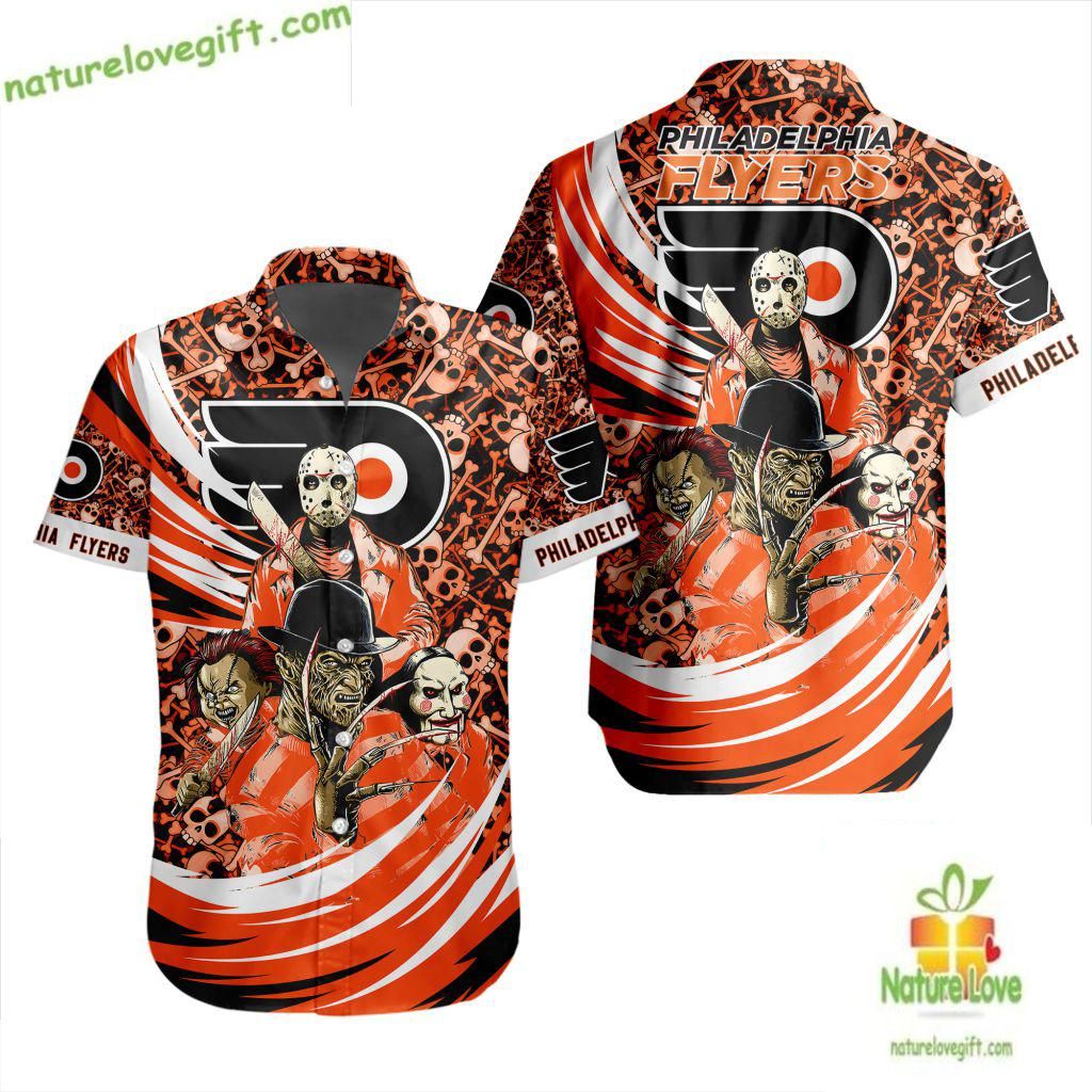 Philadelphia Flyers Hawaiian Halloween Hockey Fan - Adult & Kids T-Shirts, Sweatshirts & Hoodies apparel design preview 1