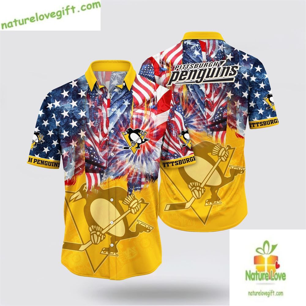 Pittsburgh Penguins Hawaiian 4th of July Aloha LV - Adult & Kids T-Shirts, Sweatshirts & Hoodies apparel design preview 1
