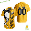 Pittsburgh Penguins Hawaiian Hockey Team Aloha Button - Adult & Kids T-Shirts, Sweatshirts & Hoodies apparel design preview 1