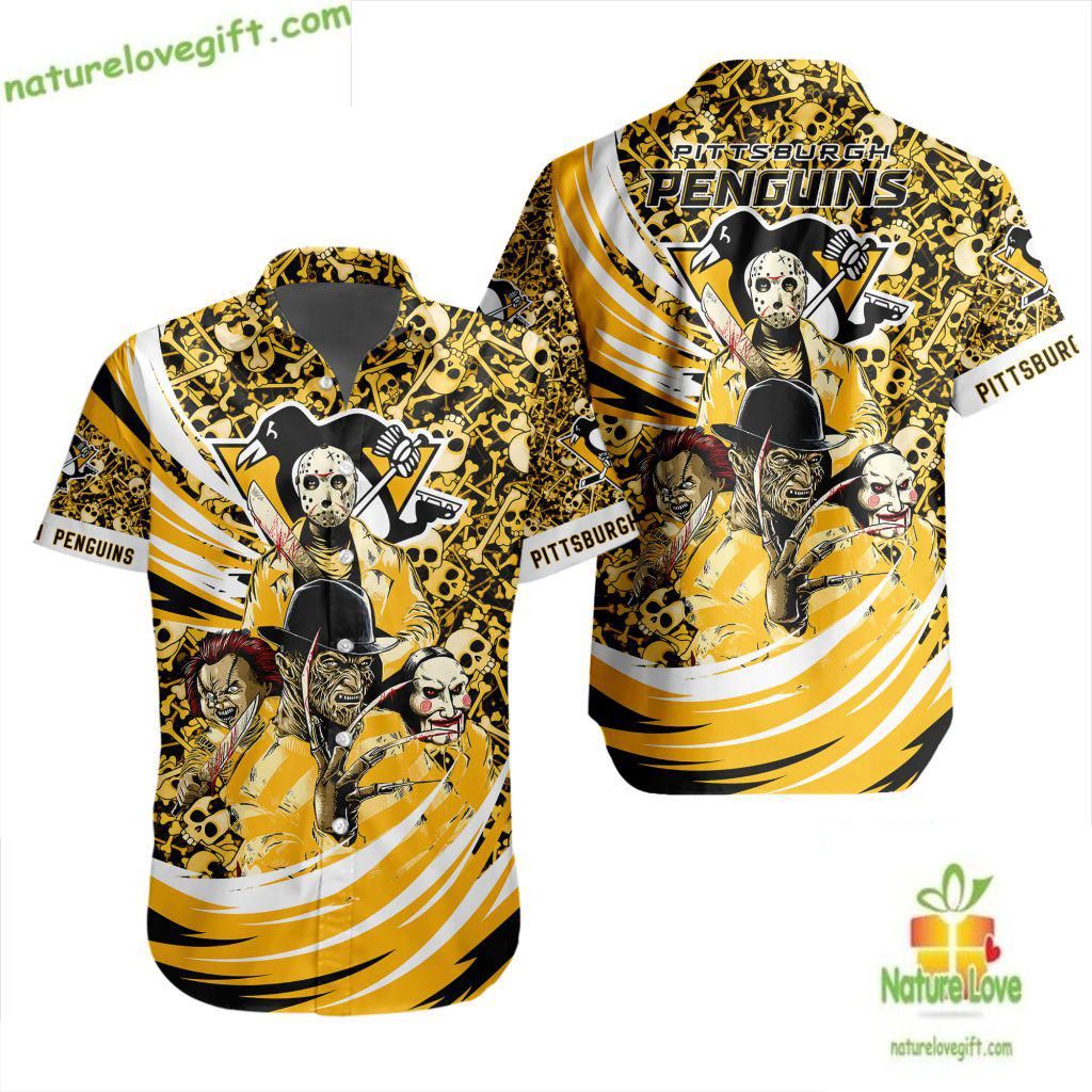 Pittsburgh Penguins Hawaiian Halloween Hockey Fan - Adult & Kids T-Shirts, Sweatshirts & Hoodies apparel design preview 1