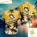 Pittsburgh Penguins Hawaiian Palm Tree Button Up - Adult & Kids T-Shirts, Sweatshirts & Hoodies apparel design preview 1