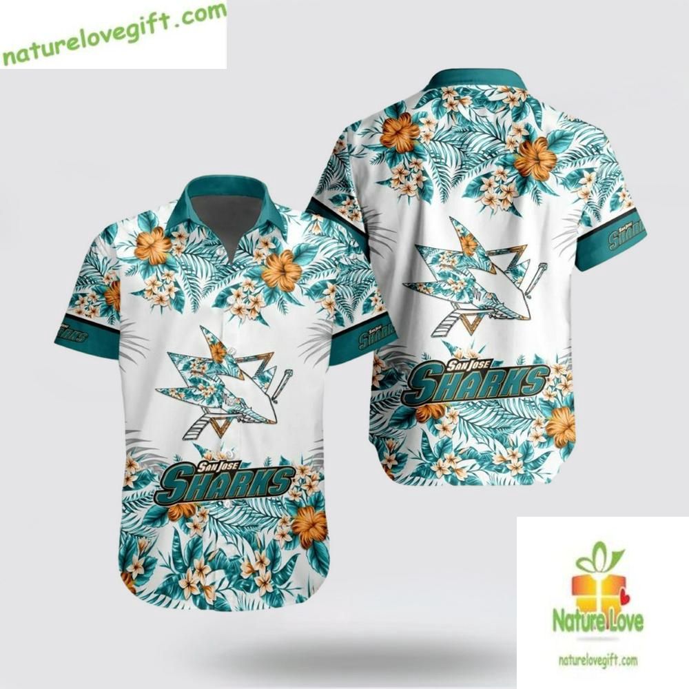 San Jose Sharks Hawaiian Team Beach Aloha - Adult & Kids T-Shirts, Sweatshirts & Hoodies apparel design preview 1