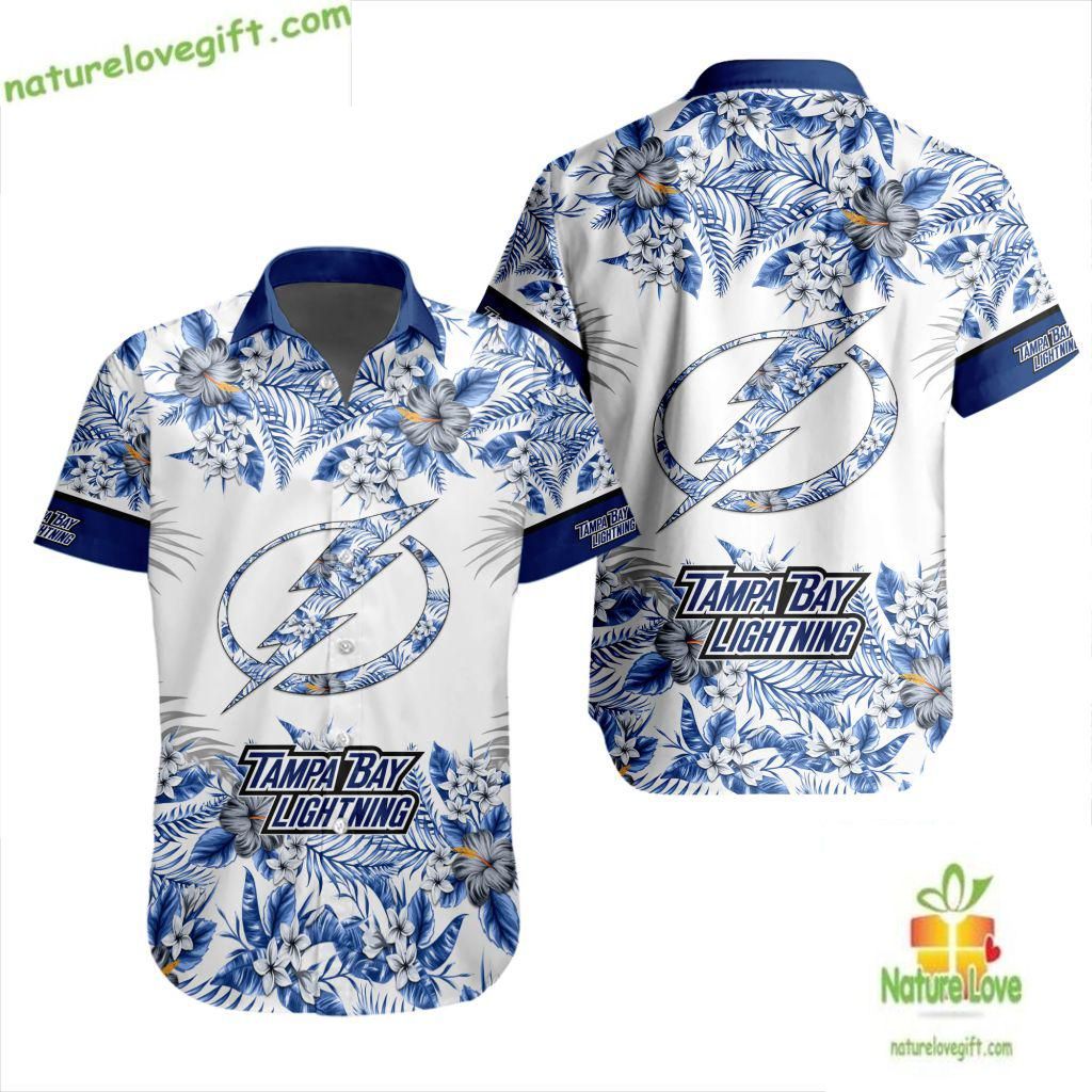 Tampa Bay Lightning Hawaiian Tropical Floral Design - Adult & Kids T-Shirts, Sweatshirts & Hoodies apparel design preview 1