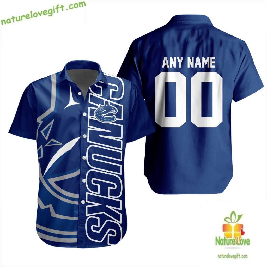 Vancouver Canucks Hawaiian Hockey Team Button Up - Adult & Kids T-Shirts, Sweatshirts & Hoodies apparel design preview 1
