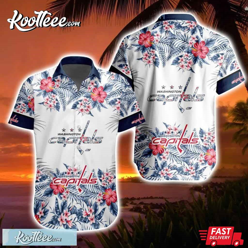 NHL Washington Capitals Flowers Hawaiian - Adult & Kids T-Shirts, Sweatshirts & Hoodies apparel design preview 1