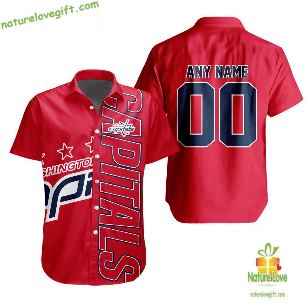 Washington Capitals Hawaiian Hockey Team Button Up - Adult & Kids T-Shirts, Sweatshirts & Hoodies apparel design preview 1
