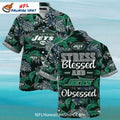 NY Jets Hawaiian With Tropical Leaves And Quotes - Adult & Kids T-Shirts, Sweatshirts & Hoodies apparel design preview 1