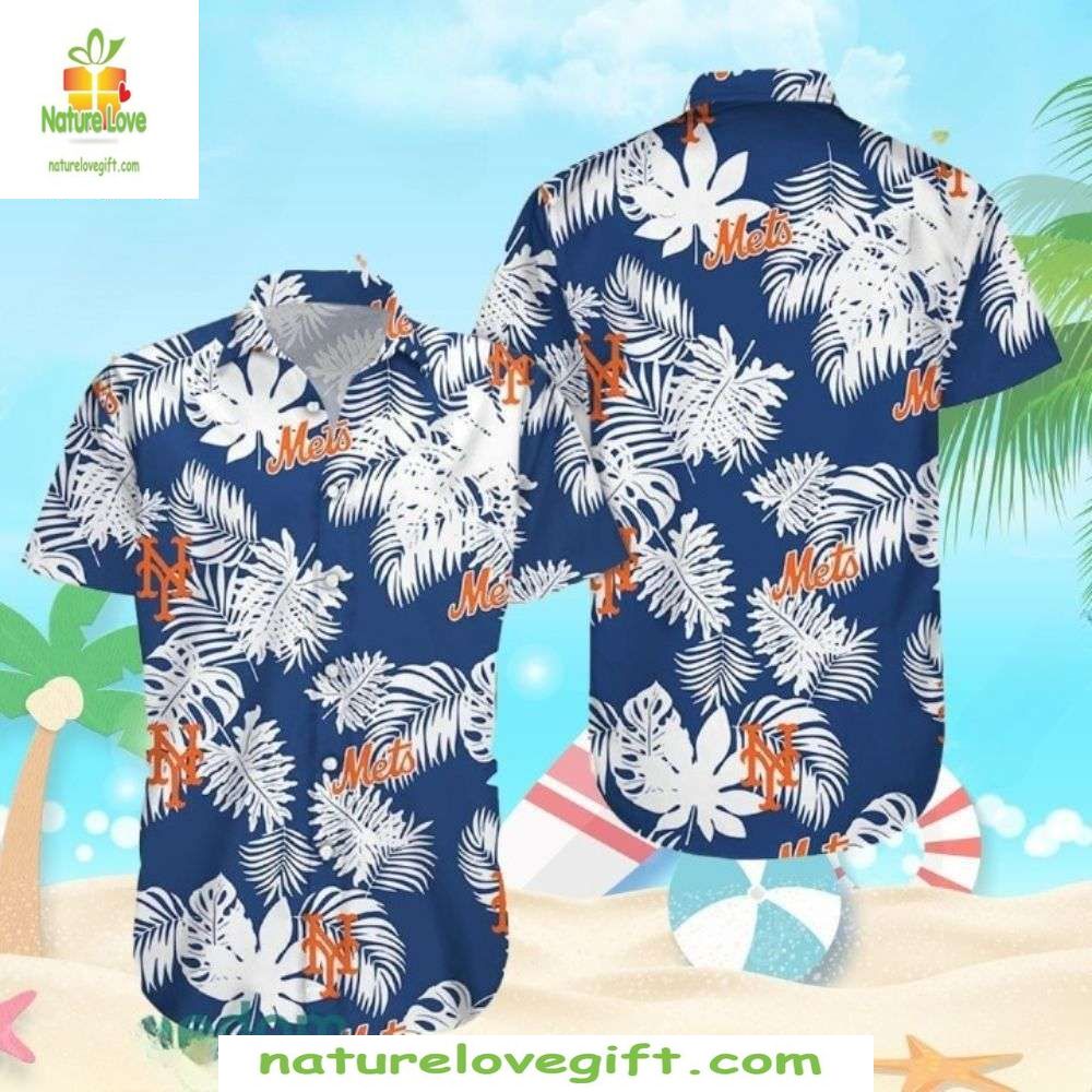 NY Mets Hawaiian Floral Aloha Cool Ocean Vibes - Adult & Kids T-Shirts, Sweatshirts & Hoodies apparel design preview 1